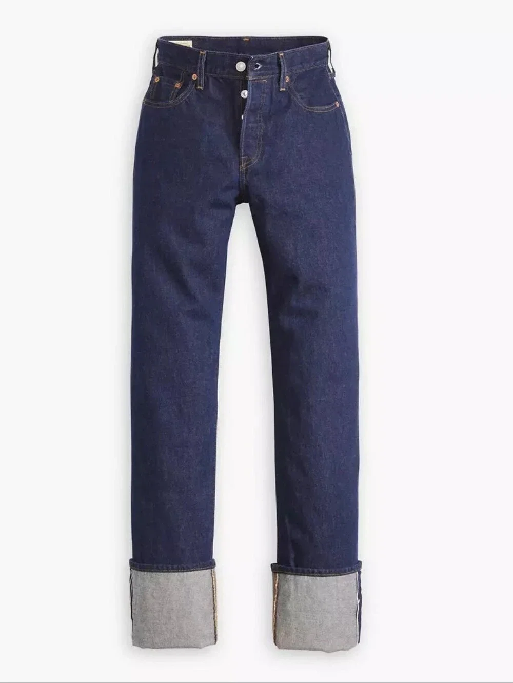 NWOT Levi's 501 90s Cuffed Selvedge Jeans (Dark Rinse) - Picture 4 of 8